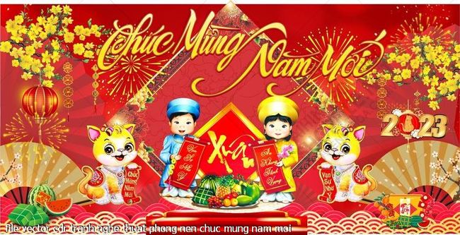 file vector cdr tranh nghe thuat phong nen chuc mung nam moi